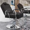 Nuevo Modelo de Silla de Peluquería Reclinable para Corte de Cabello y Afeitado, Asiento Engrosado, Giratoria y de Altura Ajustable, Acero Inoxidable, para Peluquería y Tintes