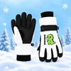 Crianças de 3 a 17 anos, crianças luvas infantis grossas à prova de frio, à prova d'água, à prova de vento, antiderrapantes, quentes, de algodão para neve para esqui, inverno
