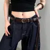 Cinturón de cuero marrón para mujer, diseño único, accesorio de moda, estilo vintage, versátil con jeans, añade un toque de sofisticación