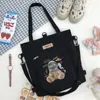 Bolsa de Lona Bolsa Transversal Feminina Bolsa de Ombro de Grande Capacidade Bolsa Multifuncional para Estudo e Tutoria Estilo Coreano Simples Mochila Bolsa de Estudante