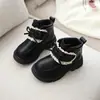 Botas Curtas Estilo Princesa Solado Macio Laço Botas Martin para Crianças Botas de Couro para Meninas 6 Anos Antiderrapante Outono Inverno Novas Botas Simples