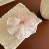 Goma para el pelo extra grande de malla con volantes de encaje para primavera y verano, tela transparente de aspecto de hada, accesorio para moño suave y esponjoso para niñas