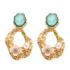 Brincos Geométricos de Flor com Strass de Diamante Acrílico Estilo Retrô Europeu e Americano Brincos de Alto Padrão de Nicho Transfronteiriços para Mulheres