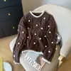Suéter de Tricô Macio e Suave para Mulheres, Roupa de Outono e Inverno 2025, Estilo Preguiçoso Suéter de Tricô com Bolas 3D de Natal para Mulheres