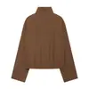 Comercio exterior venta al por mayor transfronteriza 2026 nuevo otoño moda europea y americana para mujer abrigo superior casual holgado con cuello alto tipo chimenea holgado