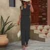 Conjunto Casual Feminino de Verão 2026 Americano Transfronteiriço Amazon Cor Sólida Sem Mangas Gola V Solto + Calça de Cintura com Cordão Wide-Leg