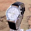 Relógio Masculino a Quartzo com Pulseira de Couro Estampada Preta, Mostrador Grande, Relógio Masculino Business Casual, Fornecimento Atacadista de E-commerce Transfronteiriço