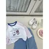 Nuevo abrigo de cuadros patchwork estilo coreano para niñas con cuello azul marino, chaqueta infantil linda y a la moda para primavera/otoño