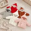 Jaqueta de Algodão com Capuz Forrada de Fleece Estilo Coreano Outono/Inverno Novo para Bebês e Crianças Pequenas Unissex Casaco de Algodão Espesso e Quente Cor Sólida para Bebê