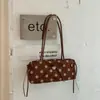 Bolsa de sobaco com laço de bolinhas estilo coreano para mulheres, nova bolsa baguette de camurça vintage 2026, bolsa de mão e bolsa de ombro de outono