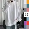Sudadera de color liso con cuello redondo para hombre 2025, moderna, holgada, sin capucha, top tipo jersey, primavera y otoño, fina, marca de moda, talla grande, Chaqueta