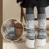 Cubiertas de calcetín de punto retro con lazo para niñas, Calentadores de pantorrilla gruesos y cálidos de invierno para niños mayores