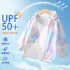 Ropa Nueva de Verano con Protección Solar para Niños Ligera Fresca UPF50 Anti-UV Seda de Hielo Delgada Ropa para la Piel para Niños Grandes