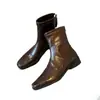 Primer Encuentro Botines Ji Fangtou, Tacón Grueso Popular, Forro de Felpa, Botas Adelgazantes que Aumentan la Altura, Botas de Otoño/Invierno, Nuevo Modelo 2026