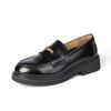 Nuevos Mocasines de Cuero con Hebilla de Tacón Bajo de Moda para Primavera, Verano, Otoño e Invierno, Zapatos de Cuero Estilo Británico, Zapatos de Piel de Vacuno Versátiles y Modernos con Suelas Gruesas para Mujer