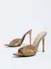 Mula de tiras cruzadas de punta fina de tacón de aguja de alta calidad para primavera-verano transfronteriza, zapatos de mujer, a la moda, versátiles, elegantes, sandalias de tacón alto de comercio exterior