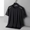 [Seleção] Camiseta de manga curta de malha de seda de gelo masculina de verão Camiseta masculina de gola redonda fina solta respirável de meia manga grande