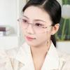 Gafas de lectura sin montura de color degradado de moda con lentes de visión única ultrabrillantes y filtro de luz azul para mujer, Gafas de lectura de alta definición