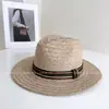 Sombrero de Jazz Retro Estilo Old Money para Mujer, Sombrero de Paja con Protección Solar de Verano, Sombrero para Vacaciones en la Playa, Sombrero de Sol de Paja Sintética, Moderno