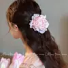 Pasador de Flor de Peonía con un Ambiente Lateral para Vacaciones en la Costa, Pinza de Flor de Encaje Rosa, Pinza de Pato para Flequillo