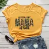 Camiseta de manga curta com gola redonda, estampa de letras MAMA com estampa de leopardo verde militar, nova, estilo europeu e americano, para o Dia das Mães 2023