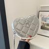 Bolso de Mano Corazón Estilo Japonés Moda Perla Acolchado Mini Bolso de Hombro Cadena Trendy Crossbody Bolso Pequeño