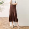 Falda Nueva de Verano 2024 de Cintura Alta con Abertura, Elegante y a la Moda, Efecto Adelgazante, Color Sólido, Versátil Falda Línea A que Cubre la Cadera para Mujer, Tendencia