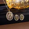 Conjunto de colar e brincos de zircônia estilo europeu e americano, vazado com diamantes, acessórios de noiva de luxo leve, joias da moda e versáteis