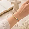 Pulseira de Mão Ajustável com Nó Plano Tecido e Contas de Metal em Forma de Cruz, Ornamento Estilo Totem Religioso, Embalado Individualmente