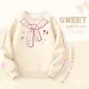 Moletom Infantil para Meninas 2026 Novo Estilo Primavera e Outono Top para Meninas Primavera Fino Laço Camisa Básica de Manga Longa para Meninas