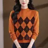 2026 Tricô com Diamantes de Gola Meia-Alta Soltinho Plus Size para Outono/Inverno Feminino Camada Interna ou Camada Base de Roupa Externa Suéter para Mulheres