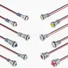 Indicador de botón metálico 6 8 10 12 14 16 19 22 MM con cable de enchufe de 15CM 6V12V