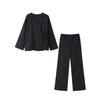 Estilo Europeu e Americano Amazon Aliexpress Popular Moda Tendência Versátil Duas Cores Cadarço Cor Sólida Manga Longa Calça Longa Conjunto
