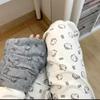 Pantalones de Gasa Color Blanco Roto Estilo Perezoso, Pantalones Anchos de Lazo Suaves y Cerosos, Pantalones Rectos Ajustados de Cintura Alta Pequeña