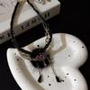 Collar de gargantilla de visón oscuro de felpa con alas cruzadas de diamante, para mujer, diseño versátil de otoño e invierno, collar de personalidad