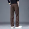 Pantalones Ligeros de Negocios Casuales para Hombre Otoño 2026, Mezcla con Caída, Rectos Holgados, Elásticos, Pantalones Lisos Simples