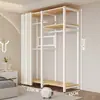 Arara de Roupas de Chão Guarda-Roupa Aberto para Quarto Prateleira de Metal Aço para Hall de Entrada Prateleira de Armazenamento de Roupas para Pendurar Montagem