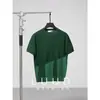 Camiseta de Punto de Manga Corta para Hombre, Seda de Hielo, Textura de Raya Vertical de Verano, Estilo Old Money, Corte Ajustado, Negocios, Venta al por Mayor de Fábrica Transfronteriza