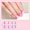 Zhengxiang Europeu e Americano Gradiente Mancha 16 Película Adesiva para Unhas para Dorso dos Dedos Xadrez Rosa Adesivos de Unha Adesivos de Arte para Unhas com Glitter à Prova d'Água