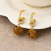 Pendientes de estilo francés, nueva serie colorida de frutas, pendientes de color pera y limón, lindos pendientes de cristal de manzana verde, clips para orejas coloridos