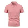 Camiseta de Color Sólido con Cuello, Manga Corta de Algodón Piqué para Verano, Ropa de Negocios para Hombres, Camisa Polo de Seda Helada de Secado Rápido, Lujo Ligero de Alta Gama con Diseño Personalizado