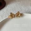 Estilo francês Único Irregular Flor Dourada Brincos Outono e Inverno das Mulheres Nova Entrada de Luxo Elegante High-end Moda Brincos