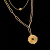 Collar de Bolas de Acero Inoxidable Transfronterizo Europeo y Americano Cadena de Serpiente Apilada de Acero de Titanio Tótems de Vaca Accesorios de Otoño e Invierno para Mujer Chapado en Oro de 18K