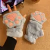 Guantes de Peluche de Capibara Lindos para Mujer, Cubierta Plegable de Medio Dedo para Invierno, Compatibles con Pantalla Táctil, Cálidos y Gruesos, para Estudiantes y Ciclismo, a Prueba de Frío