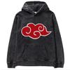 Sudadera con capucha holgada de gran tamaño con estampado de batik lavado de Naruto de animación clásica japonesa de otoño e invierno