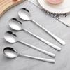 Colher Longa Estilo Coreano em Aço Inoxidável 304, Colher Espessa Anti-Escaldante, Colher de Arroz Universal para Adultos, Atacado de Louças para Casa e Hotel