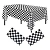 Toalha de Mesa Descartável Xadrez PEVA Retangular Plástico para Piquenique Vermelho e Branco Xadrez Decoração de Cena de Festa Uma Vez