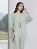 Terno Novo Estilo com Manga Três Quartos para Mulheres, Casual, Emagrecedor, Versátil, Roupa Profissional, Conjunto de Três Peças com Calça