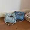 Bolso de Mano de Mezclilla Estilo Coreano con Lazo para Mujer, Verano 2026 Lujo Ligero Nicho Bolso Bandolera con Adorno de Pedrería
