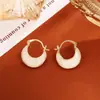 Pendientes Clásicos de Gota de Aceite en Forma de U Estilo Hong Kong Chapados en Cobre Oro Real Simples de Moda Pendientes de Gama Alta para Mujer Pendientes Estilo Ins